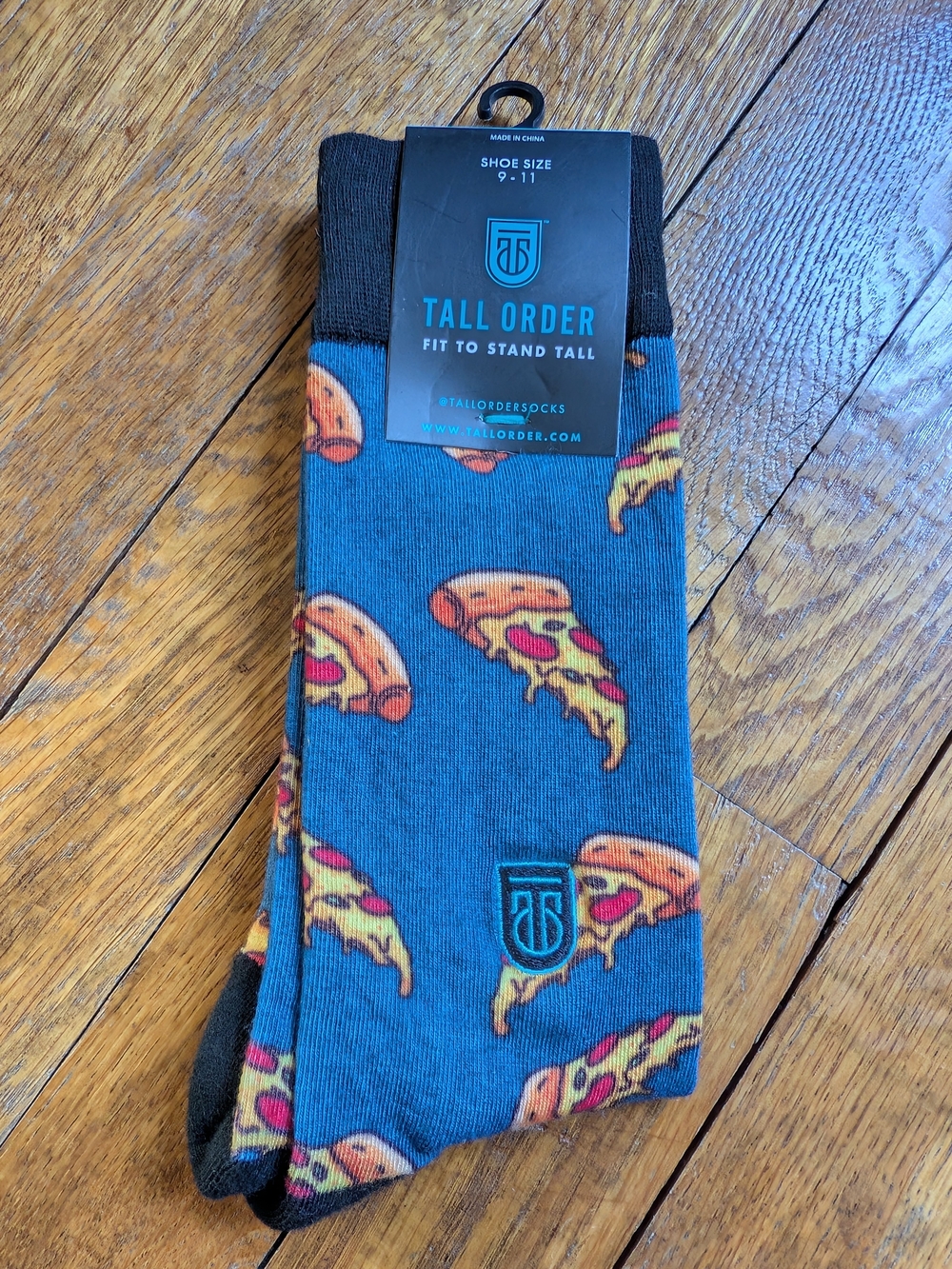 Men’s Blue Pizza Print Crew Socks